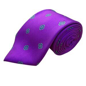 Marc Jeffries Men’s Purple & Blue Silk Tie With Geometric Diamond Design
